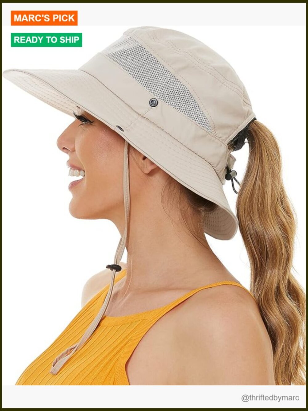 Wide Brim Sun Hat with Ponytail Hole UPF 50+ Waterproof Hiking Beach Fisherman